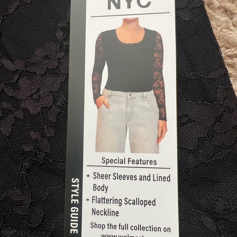 Madden NYC Women's Lace Scoop Neck Tops (2) With Sheer Long Sleeves Size: XS - Picture 5 of 7